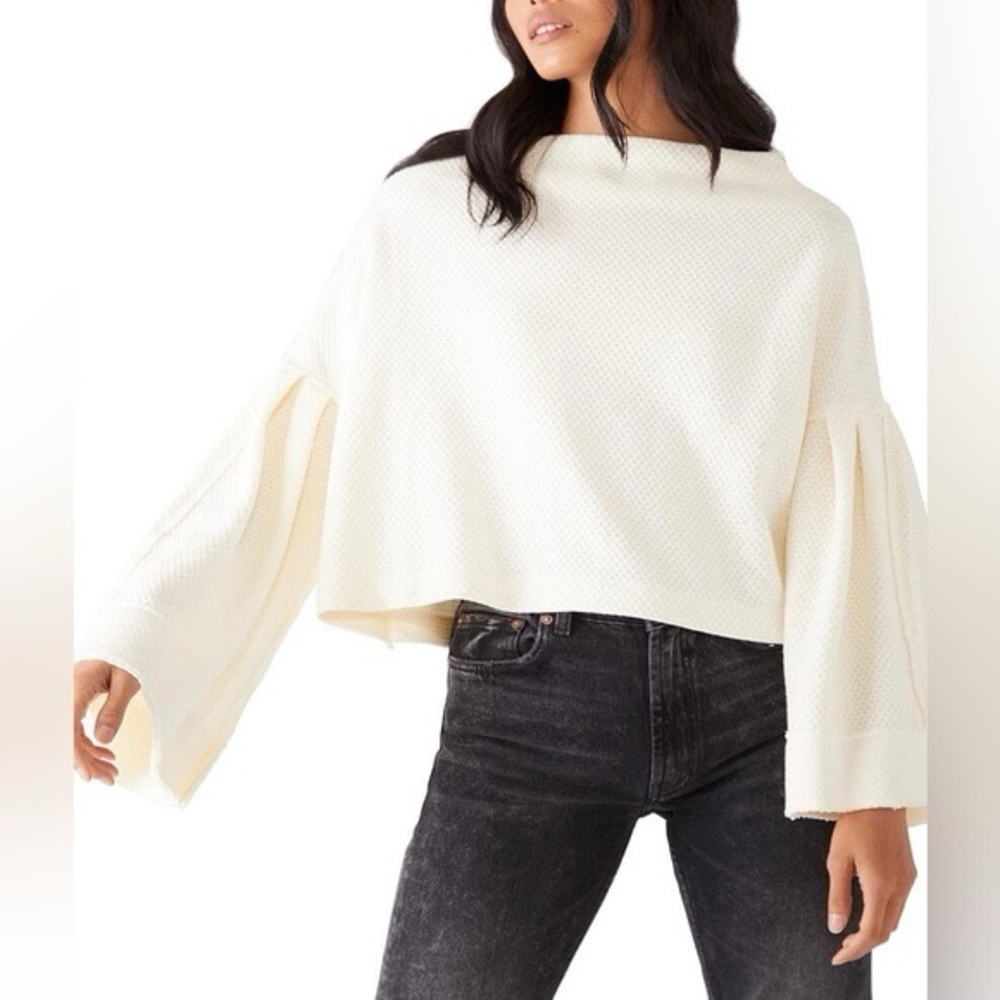 Free People Bunny Cropped Boat Neck Pullover